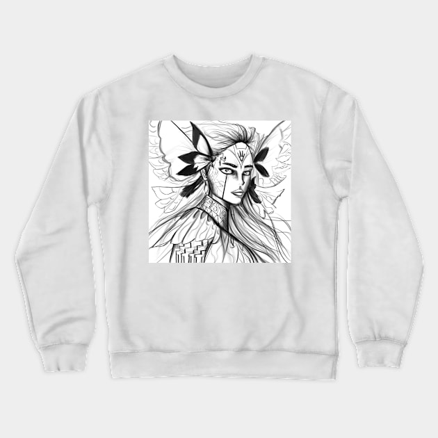 mexican fairy girl in ecopop butterfly crown of joy art Crewneck Sweatshirt by jorge_lebeau